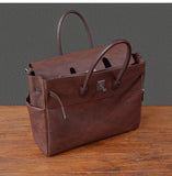 Men's Full Grain Leather Briefcase | Large Business Laptop Bag with Turn-Lock Flap