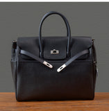 Men's Full Grain Leather Briefcase | Large Business Laptop Bag with Turn-Lock Flap