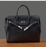 Men's Full Grain Leather Briefcase | Large Business Laptop Bag with Turn-Lock Flap