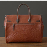 Men's Full Grain Leather Briefcase | Large Business Laptop Bag with Turn-Lock Flap