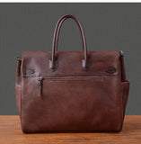 Men's Full Grain Leather Briefcase | Large Business Laptop Bag with Turn-Lock Flap