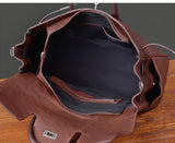 Men's Full Grain Leather Briefcase | Large Business Laptop Bag with Turn-Lock Flap