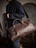 Men’s Full Grain Leather Travel Duffel, Large Crazy Horse Leather Carry-On Bag for Business, Leather Weekender, Camping & Short Trips