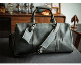 Men’s Full Grain Leather Travel Duffel, Large Crazy Horse Leather Carry-On Bag for Business, Leather Weekender, Camping & Short Trips