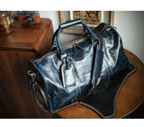 Men’s Full Grain Leather Travel Duffel, Large Crazy Horse Leather Carry-On Bag for Business, Leather Weekender, Camping & Short Trips