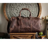 Men’s Full Grain Leather Travel Duffel, Large Crazy Horse Leather Carry-On Bag for Business, Leather Weekender, Camping & Short Trips