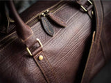 Men’s Full Grain Leather Travel Duffel, Large Crazy Horse Leather Carry-On Bag for Business, Leather Weekender, Camping & Short Trips