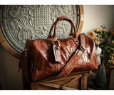 Men’s Full Grain Leather Travel Duffel, Large Crazy Horse Leather Carry-On Bag for Business, Leather Weekender, Camping & Short Trips