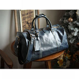 Men’s Full Grain Leather Travel Duffel, Large Crazy Horse Leather Carry-On Bag for Business, Leather Weekender, Camping & Short Trips