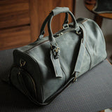 Men’s Full Grain Leather Travel Duffel, Large Crazy Horse Leather Carry-On Bag for Business, Leather Weekender, Camping & Short Trips
