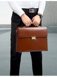 Men's Leather Briefcase with Combination Lock | Oversized Business Laptop Bag