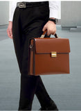 Men's Leather Briefcase with Combination Lock | Oversized Business Laptop Bag