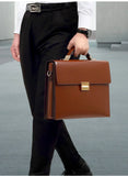 Men's Leather Briefcase with Combination Lock | Oversized Business Laptop Bag