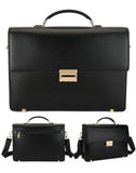 Men's Leather Briefcase with Combination Lock | Oversized Business Laptop Bag