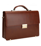 Men's Leather Briefcase with Combination Lock | Oversized Business Laptop Bag