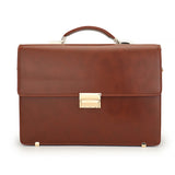 Men's Leather Briefcase with Combination Lock | Oversized Business Laptop Bag