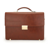 Men's Leather Briefcase with Combination Lock | Oversized Business Laptop Bag