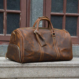 Men's or Women's Crossbody Bag Travelling, Premium Leather Travel Duffel Bag | Carry-All Duffel - Handcrafted Waterproof Gym Carry-On with Shoe Compartment