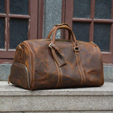 Men's or Women's Crossbody Bag Travelling, Premium Leather Travel Duffel Bag | Carry-All Duffel - Handcrafted Waterproof Gym Carry-On with Shoe Compartment