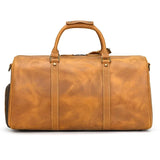 Men's or Women's Crossbody Bag Travelling, Premium Leather Travel Duffel Bag | Carry-All Duffel - Handcrafted Waterproof Gym Carry-On with Shoe Compartment Tan Brown