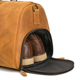 Men's or Women's Crossbody Bag Travelling, Premium Leather Travel Duffel Bag | Carry-All Duffel - Handcrafted Waterproof Gym Carry-On with Shoe Compartment Tan Brown