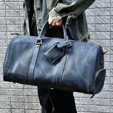 Men’s Full Grain Leather Travel Duffel, Large Crazy Horse Leather Carry-On Bag for Business, Leather Weekender, Camping & Short Trips