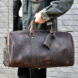 Men's or Women's Crossbody Bag Travelling, Premium Leather Travel Duffel Bag | Carry-All Duffel - Handcrafted Waterproof Gym Carry-On with Shoe Compartment