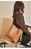 Minimalist Bucket Bag in Genuine Leather | Leather Shoulder Bag Gold Tone, Chic Crossbody Bag, Gift for Her