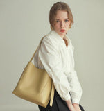 Minimalist Bucket Bag in Genuine Leather | Leather Shoulder Bag Gold Tone, Chic Crossbody Bag, Gift for Her