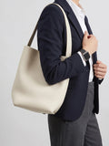Minimalist Classic Leather Bucket Bag | Large Leather Tote Bag | Fashion Shoulder Bag, Tan Mummy Bag, Everyday Bag, Unisex Bag