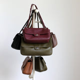Minimalist Commuter Leather Shoulder Bag | Top Grain Cowhide Handbag with Twist-Lock Closure