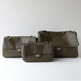 Minimalist Commuter Leather Shoulder Bag | Top Grain Cowhide Handbag with Twist-Lock Closure