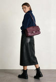 Minimalist Commuter Leather Shoulder Bag | Top Grain Cowhide Handbag with Twist-Lock Closure