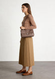 Minimalist Commuter Leather Shoulder Bag | Top Grain Cowhide Handbag with Twist-Lock Closure