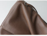 Minimalist Commuter Leather Shoulder Bag | Top Grain Cowhide Handbag with Twist-Lock Closure
