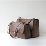 Minimalist Commuter Leather Shoulder Bag | Top Grain Cowhide Handbag with Twist-Lock Closure