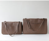 Minimalist Commuter Leather Shoulder Bag | Top Grain Cowhide Handbag with Twist-Lock Closure
