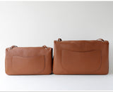 Minimalist Commuter Leather Shoulder Bag | Top Grain Cowhide Handbag with Twist-Lock Closure