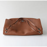 Minimalist Commuter Leather Shoulder Bag | Top Grain Cowhide Handbag with Twist-Lock Closure