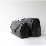 Minimalist Commuter Leather Shoulder Bag | Top Grain Cowhide Handbag with Twist-Lock Closure