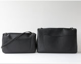 Minimalist Commuter Leather Shoulder Bag | Top Grain Cowhide Handbag with Twist-Lock Closure