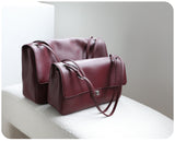 Minimalist Commuter Leather Shoulder Bag | Top Grain Cowhide Handbag with Twist-Lock Closure