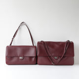 Minimalist Commuter Leather Shoulder Bag | Top Grain Cowhide Handbag with Twist-Lock Closure