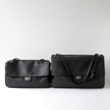 Minimalist Commuter Leather Shoulder Bag | Top Grain Cowhide Handbag with Twist-Lock Closure