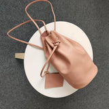Minimalist Leather Drawstring Bucket Bag, 3 in 1 Cowhide Leather Bucket Backpack, Women Shoulder Bag, Designer Tote Bag, Gift For Her/Him