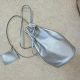 Minimalist Leather Drawstring Bucket Bag, 3 in 1 Cowhide Leather Bucket Backpack, Women Shoulder Bag, Designer Tote Bag, Gift For Her/Him