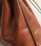 Minimalist Lightweight Oiled Cowhide Leather Versatile Backpack & Shoulder Bucket Bag, Crossbody Tote and Bucket Bag For Women