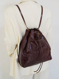 Minimalist Lightweight Oiled Cowhide Leather Versatile Backpack & Shoulder Bucket Bag, Crossbody Tote and Bucket Bag For Women