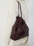 Minimalist Lightweight Oiled Cowhide Leather Versatile Backpack & Shoulder Bucket Bag, Crossbody Tote and Bucket Bag For Women