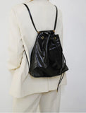 Minimalist Lightweight Oiled Cowhide Leather Versatile Backpack & Shoulder Bucket Bag, Crossbody Tote and Bucket Bag For Women